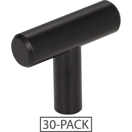 Elements 30-Pack of the 1-9/16" Overall Length Matte Black Naples Cabinet "T" Knob 40MB-30